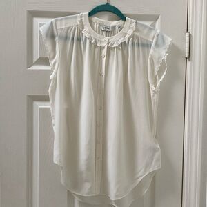 Joie Silk Ruffle Embroidery Blouse XS